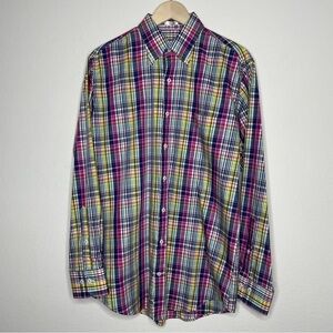Peter Millar Multi Color Plaid Button Down Dress Shirt